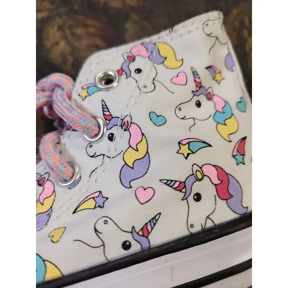 Converse Girls Unicorn and Rainbow High Tops Size 6 /13 cm